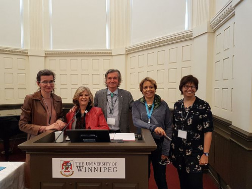 Zilá Bernd com Patrick Imbert e organizadores do Colóquio Renconttes Dra imginaires Dra Ameriques realizado em WINNIPEG de 28 a 30 de setembro de 2017.